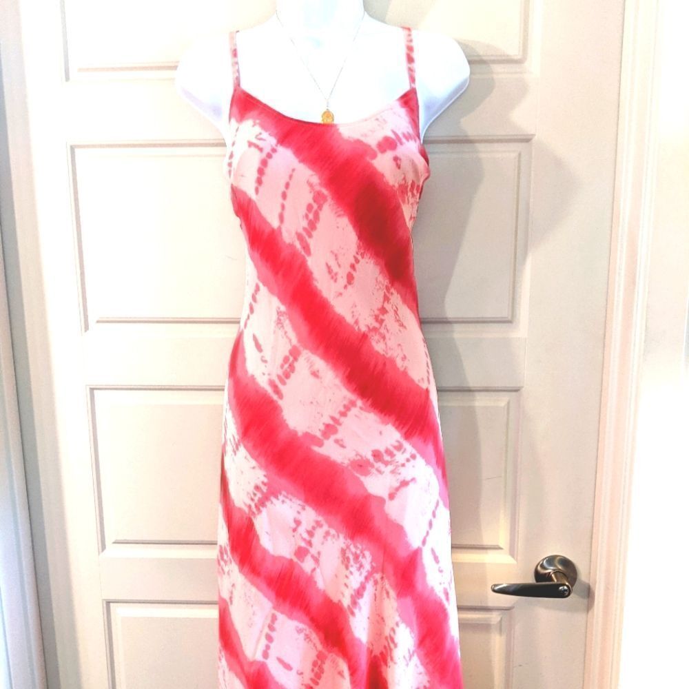 Vintage Banana Republic 100% Silk Midi Tie Dye Slip Dress